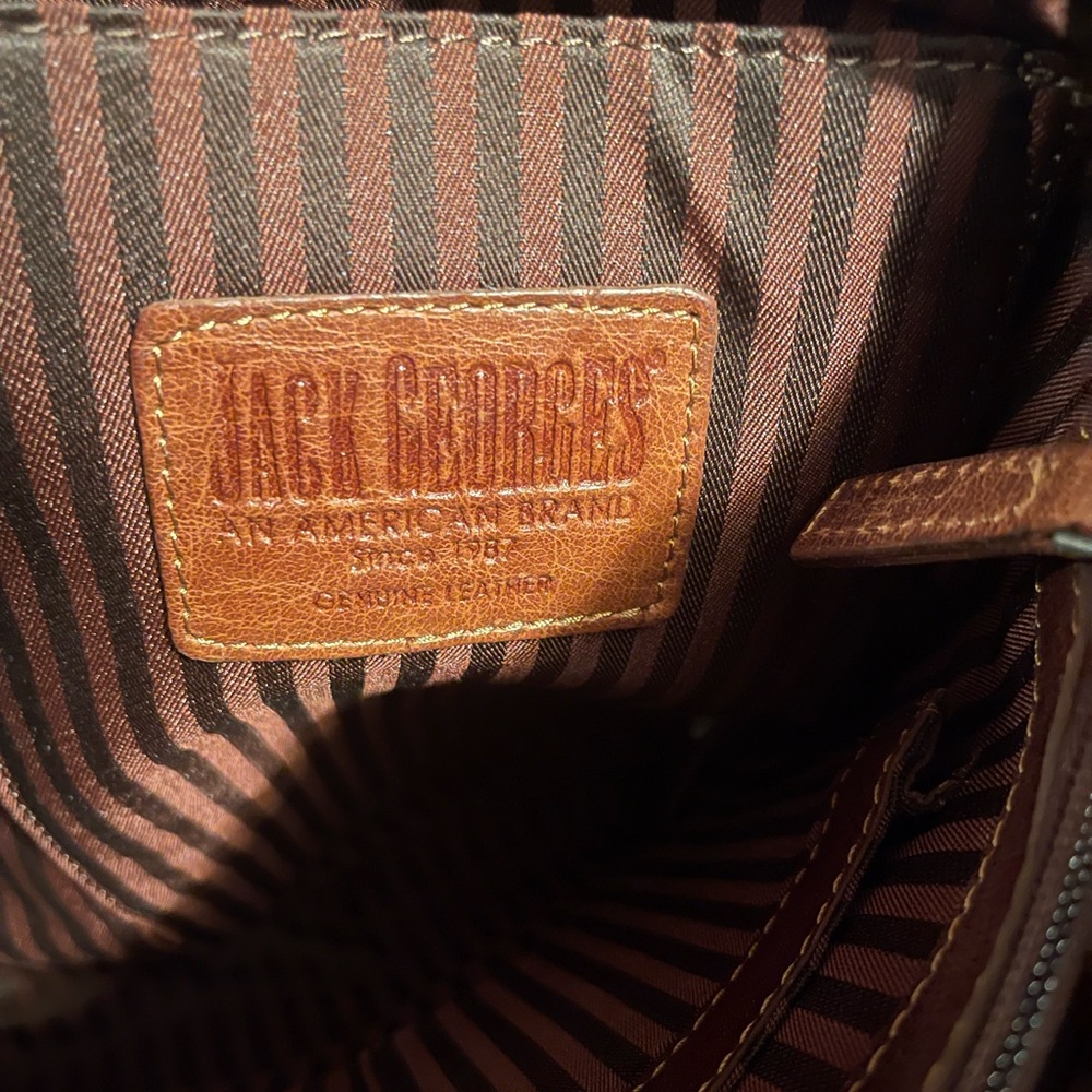 Nwt Jack Georges real leather brown crossbody messenger bag. - Picture 5 of 12